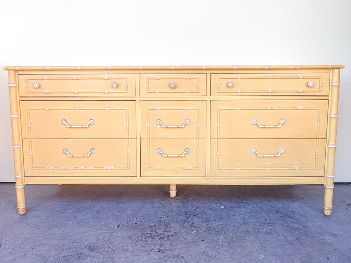 Yellow Thomasville Faux Bamboo Dresser