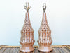 Pair of MCM Tiki Ceramic Lamps