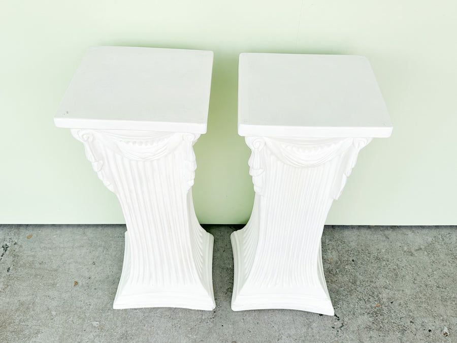 Pair of Swag and Tassel Plaster Pedestals