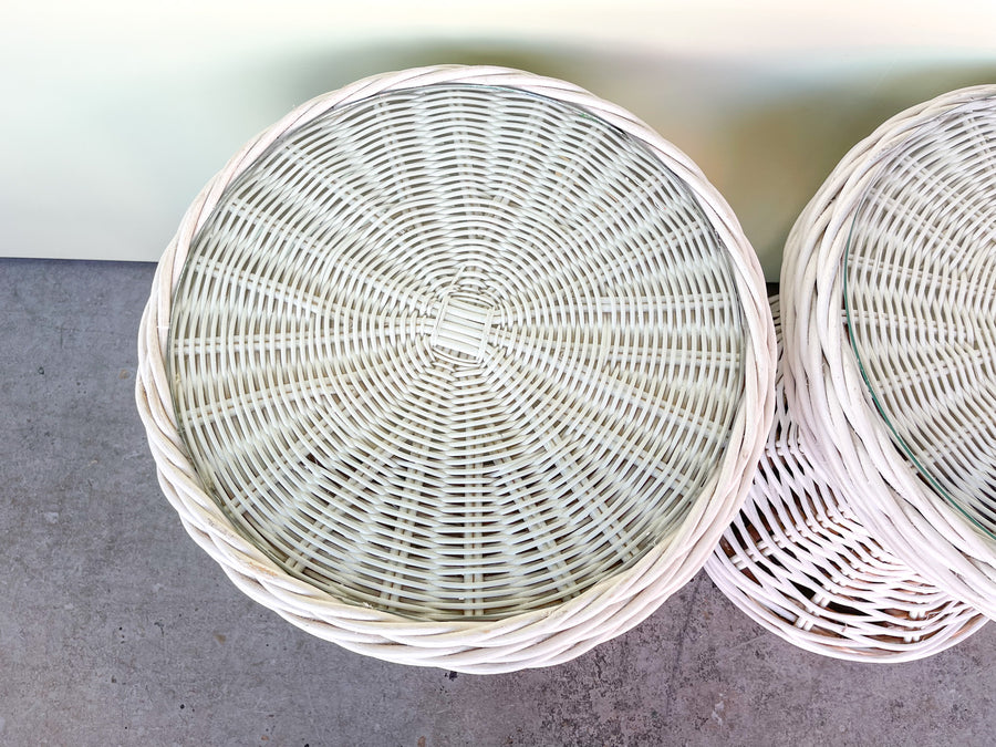 Pair of Sweet Wicker Side Tables