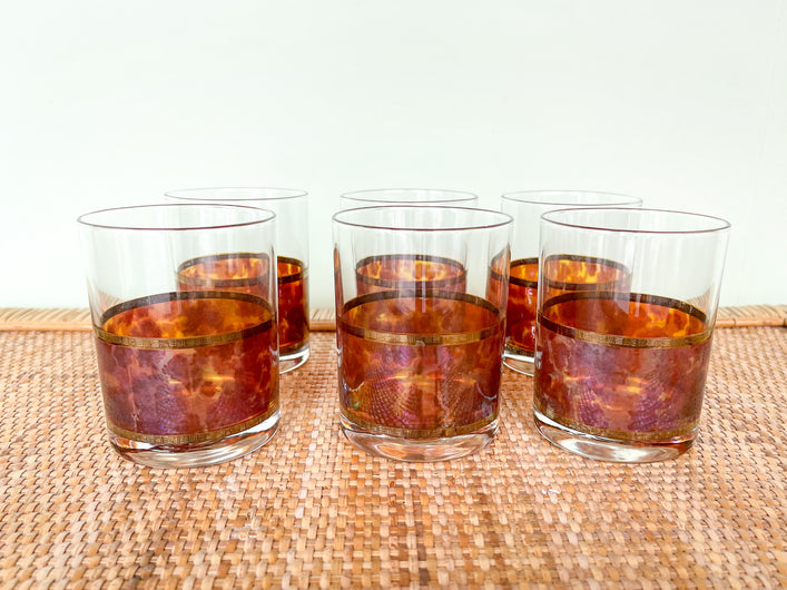 Set of Six MCM Tortoiseshell Glassware