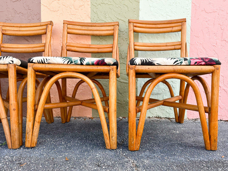 Warehouse Wedneday: Set of Four Old Florida Rattan Dining Chairs
