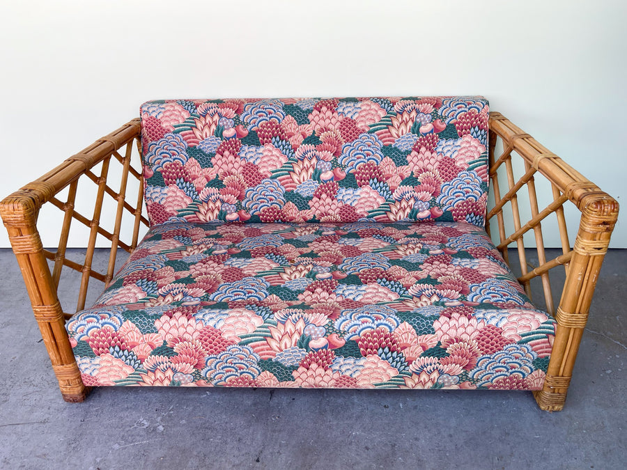 Upholstered Rattan Loveseat