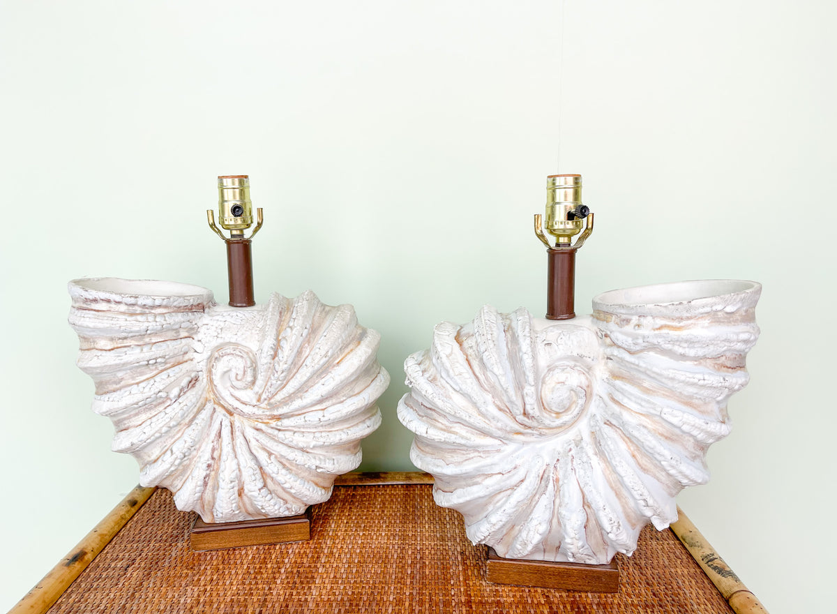 Pair of Coastal Nautilus Lamps
