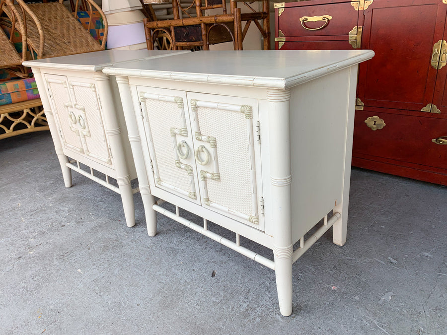 Pair of Thomasville Faux Bamboo Night Stands