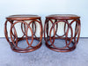 Pair of Rattan Drum Tables