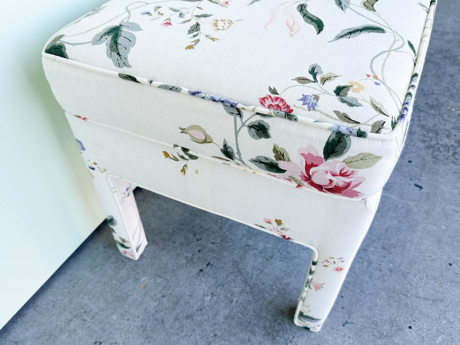Pair of Upholstered Floral Parsons Stools