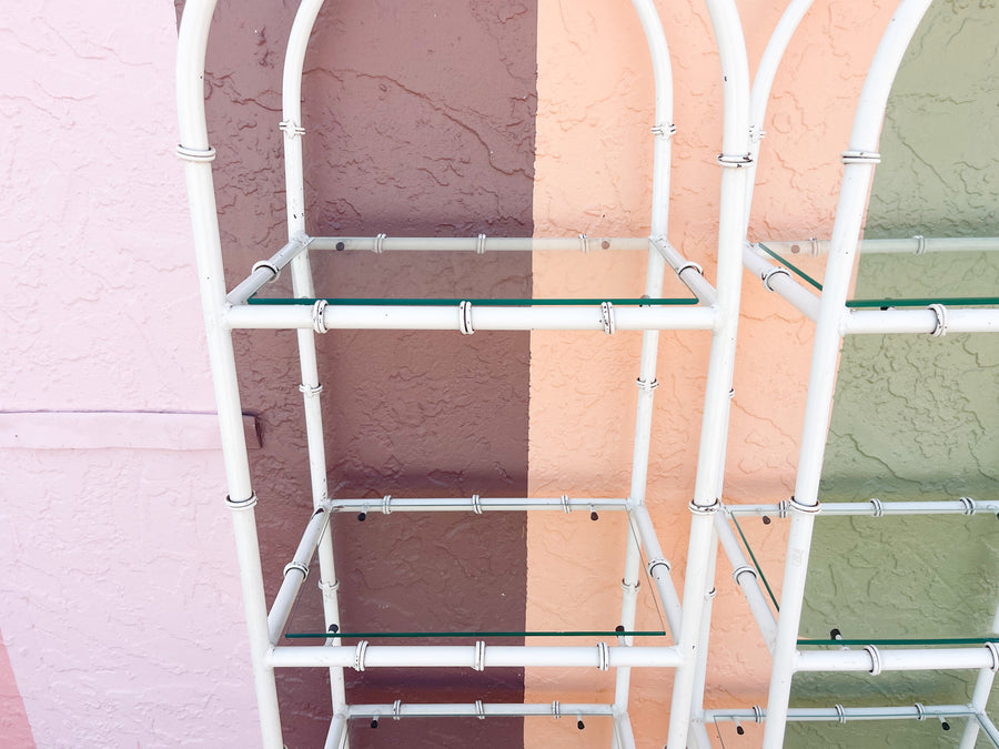 Pair of Faux Bamboo Metal Etageres