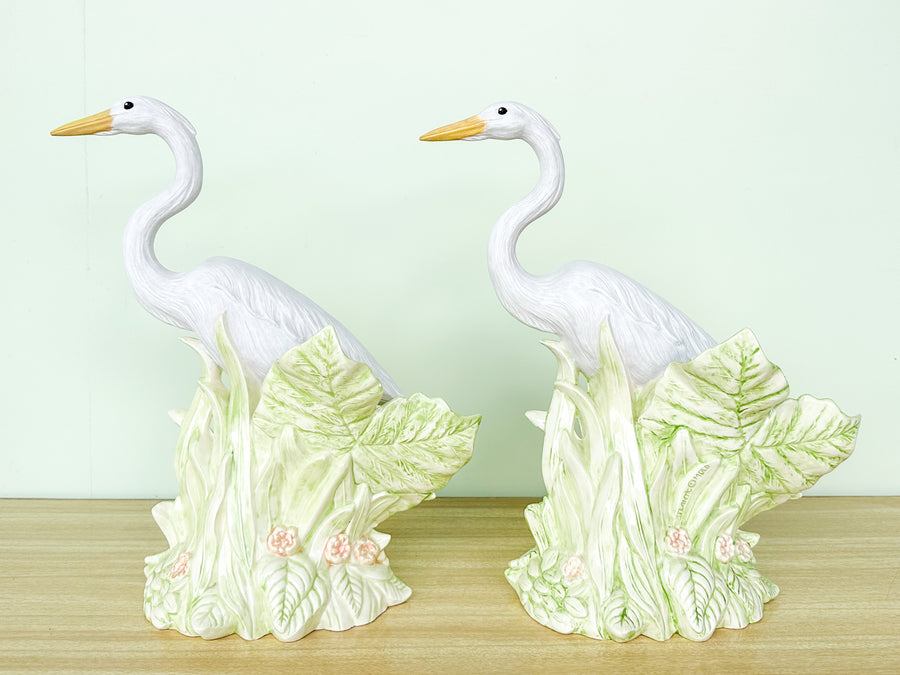 Pair of Old Florida Egret Statues