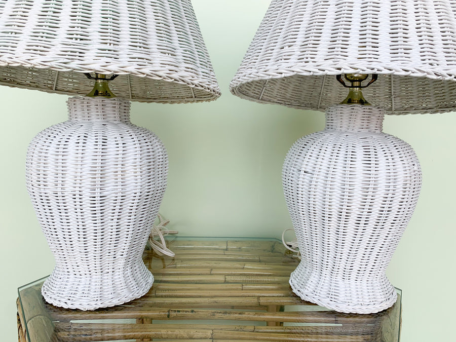Pair of Sweet Wicker Lamps