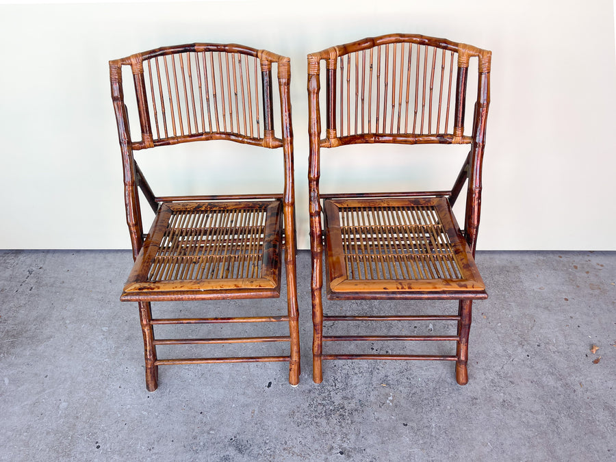 Pair of Folding Bamboo Chairs