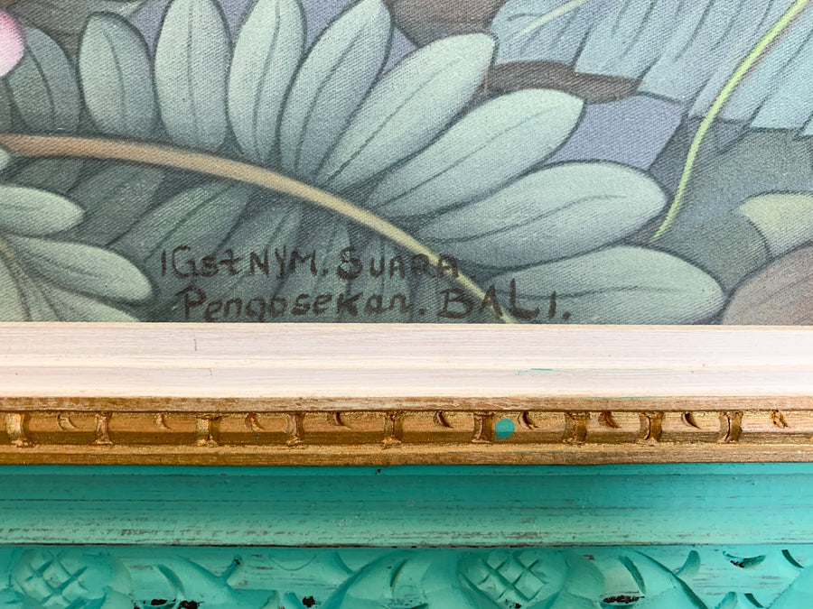 Balinese Parrots and Palms Signed Art