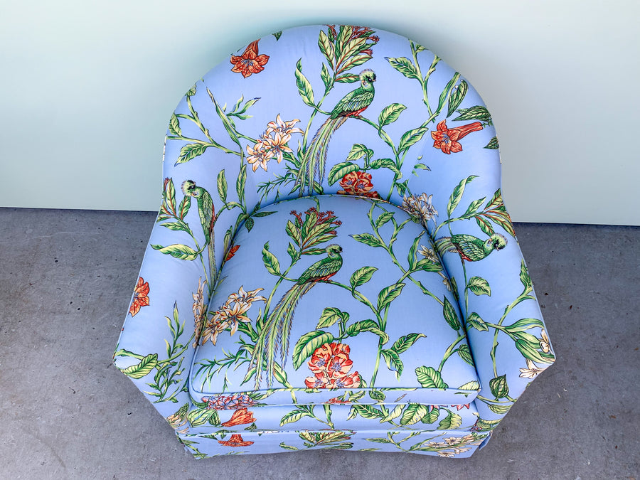 Pair of Palm Beach Upholstered Barrel Chairs