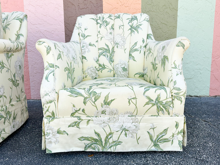 Pair of Cute Upholstered Swivel Chairs