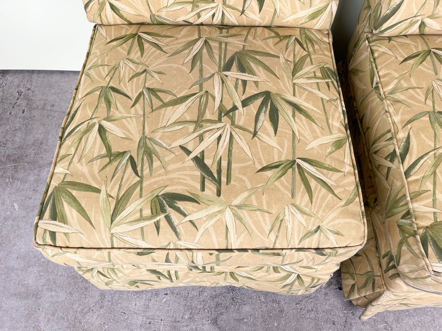 Pair of Bamboo Print Slipper Chairs