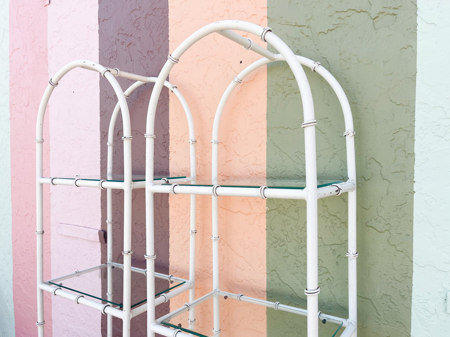 Pair of Faux Bamboo Metal Etageres