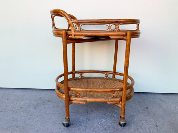 Rattan Bar Cart with Trays