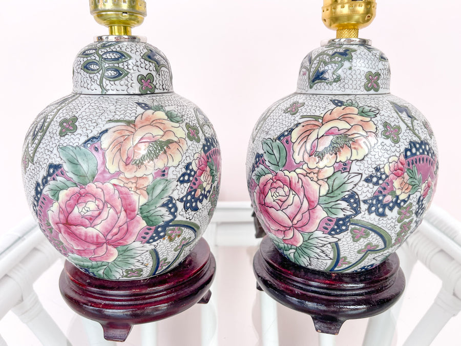 Pair of Petite Floral Lamps