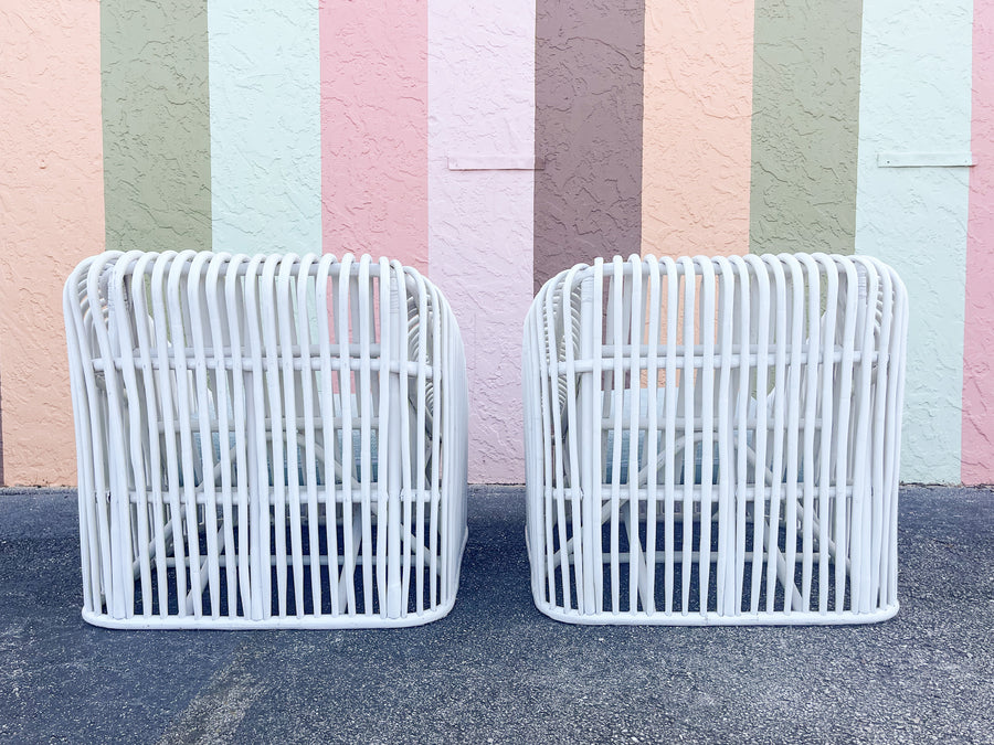 Pair of Fab Painted Henry Olko Style Lounge Chairs