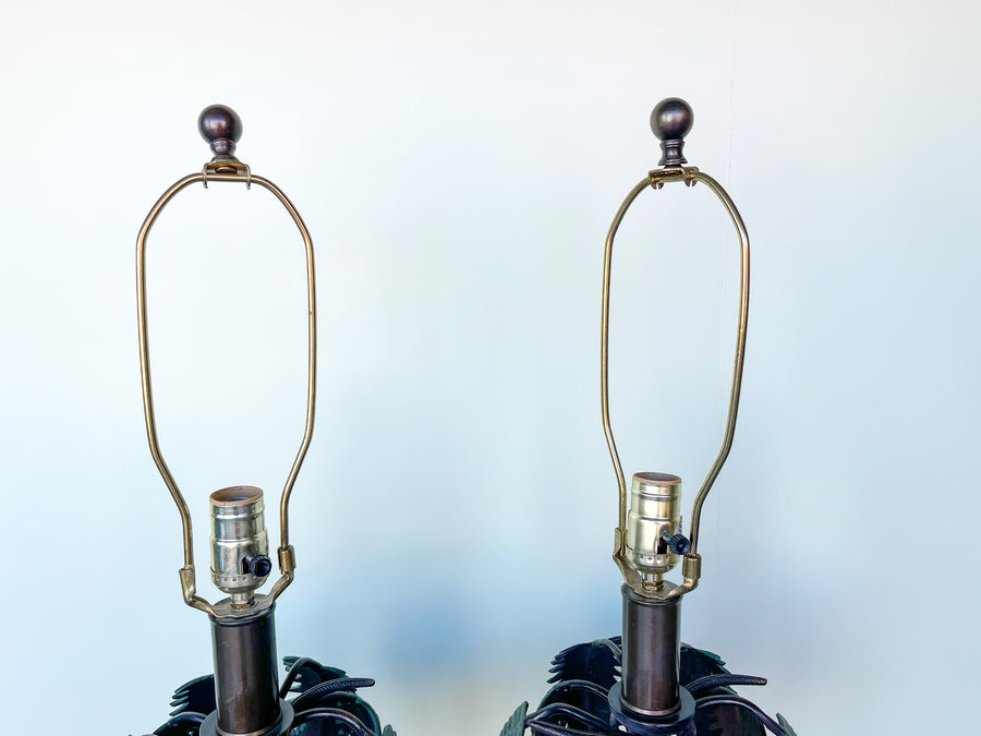 Pair of Curry and Company Elephant Palm Lamps