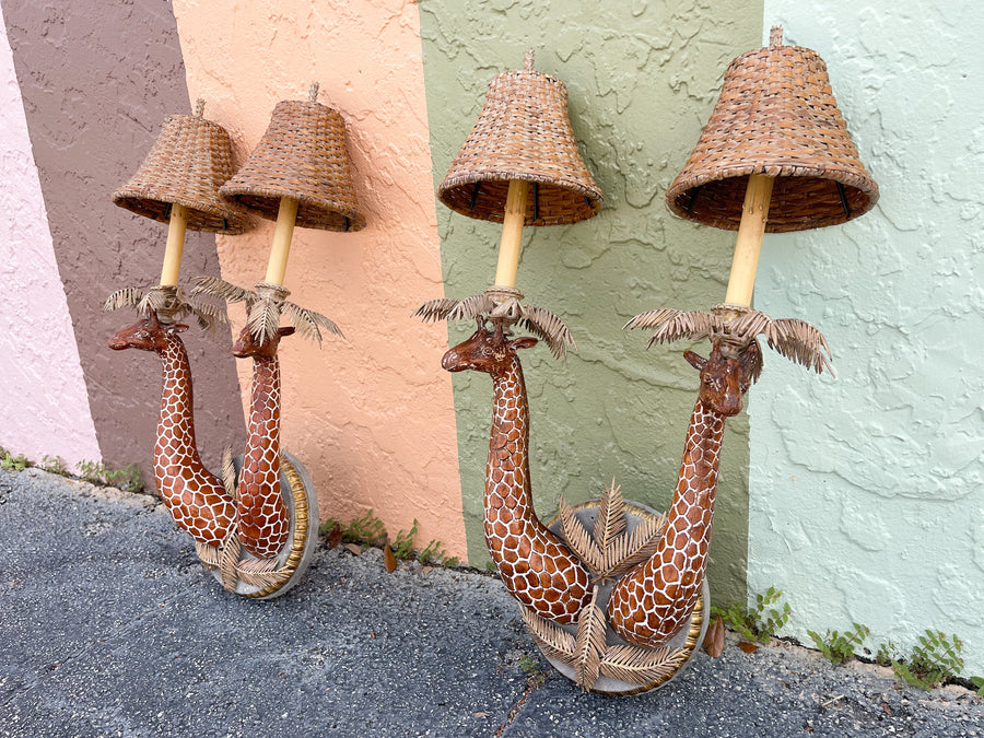 Pair of Safari Chic Giraffe Sconces