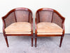 Pair of Cane Back Barrel Chairs