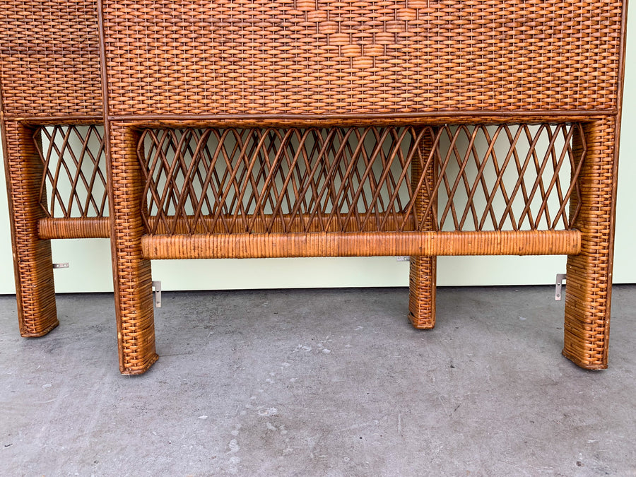 Pair of Wicker and Rattan Headboards