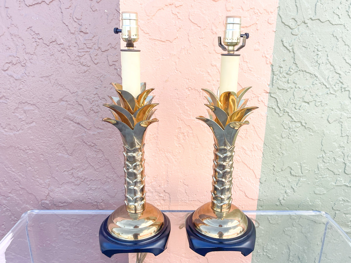 Pair of Brass Palm Tree Lamps