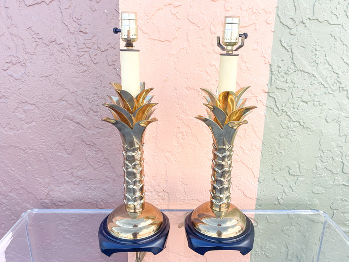 Pair of Brass Palm Tree Lamps