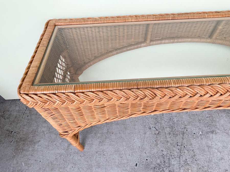 Braided Rattan Console