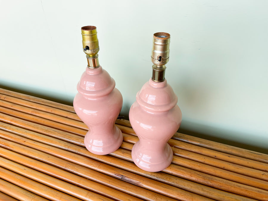 Pair of Sweet Petite Pink Ginger Jar Lamps