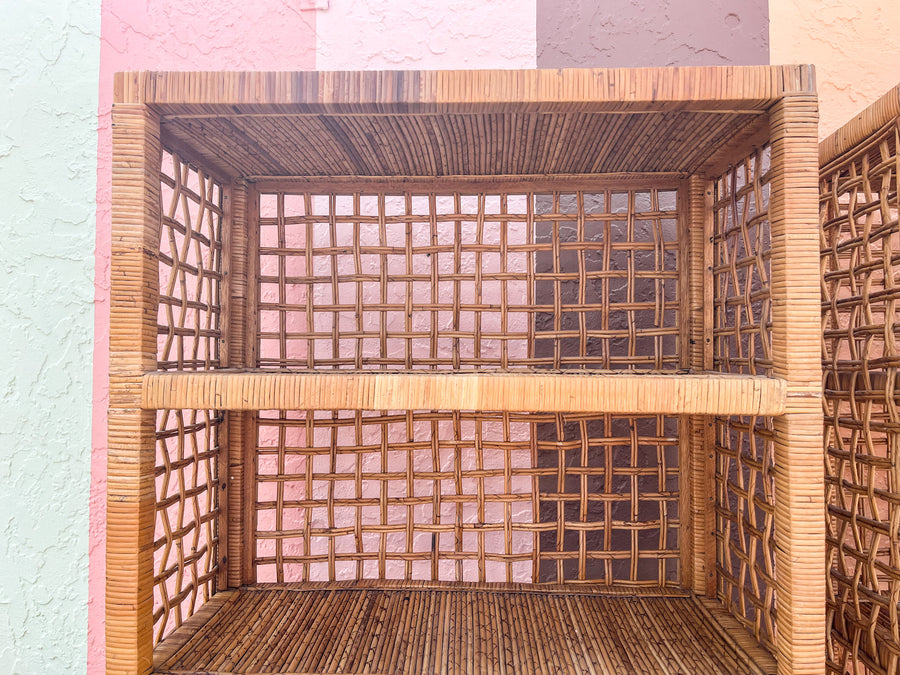 Pair of Coastal Chic Pencil Reed Etageres