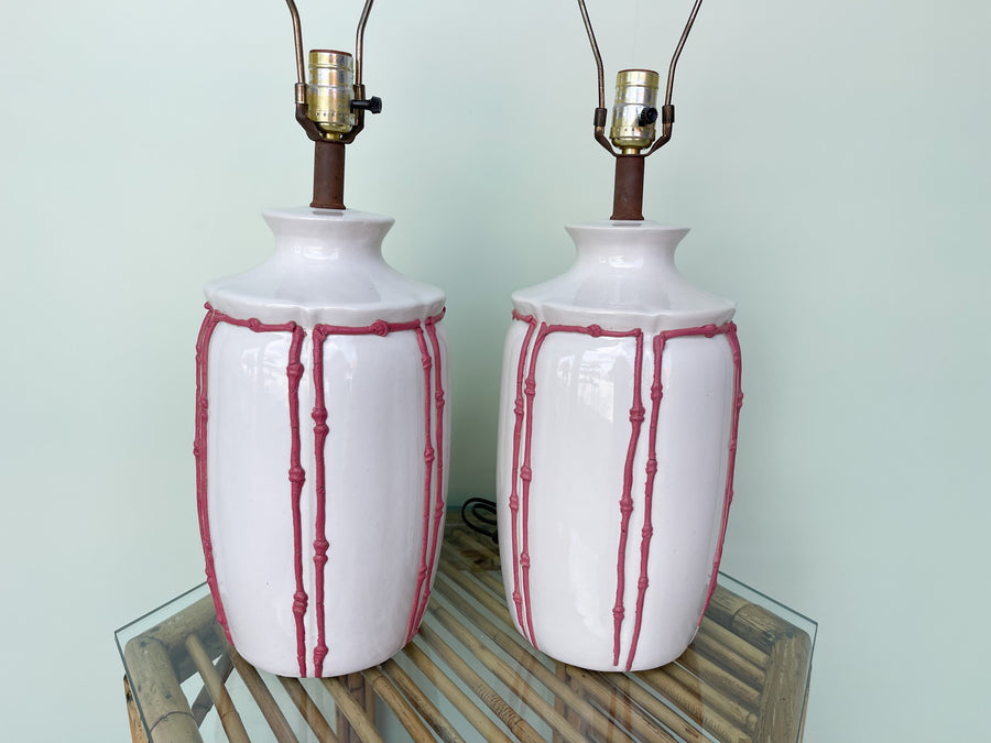 Pair of Faux Bamboo Icing Lamps