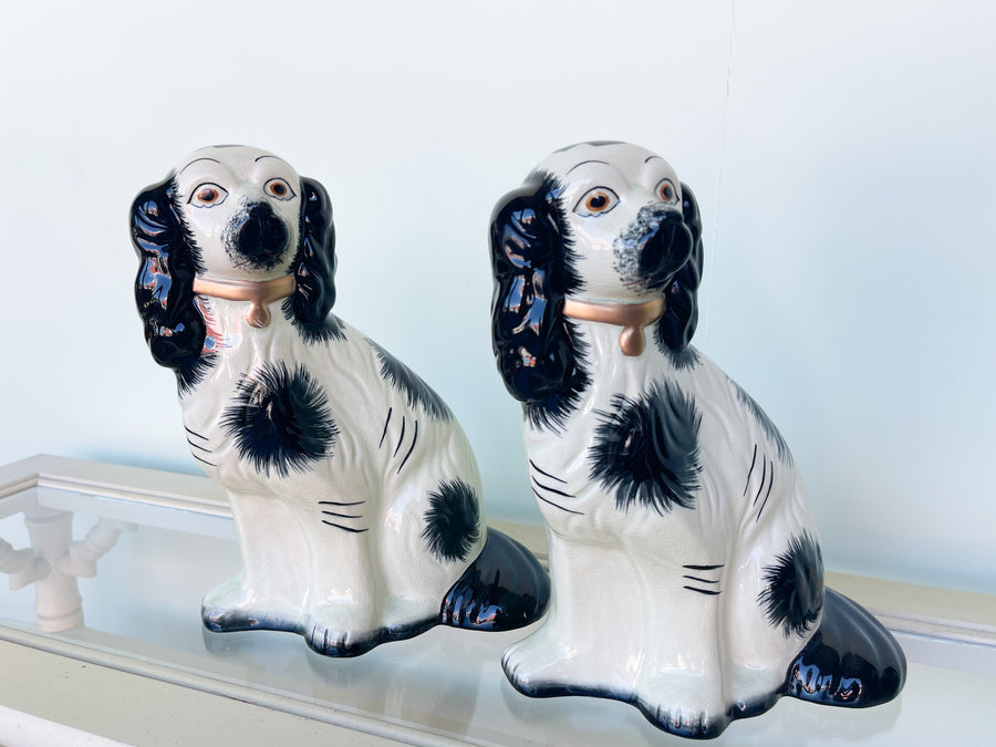 Pair of Black and White Dog Figurines