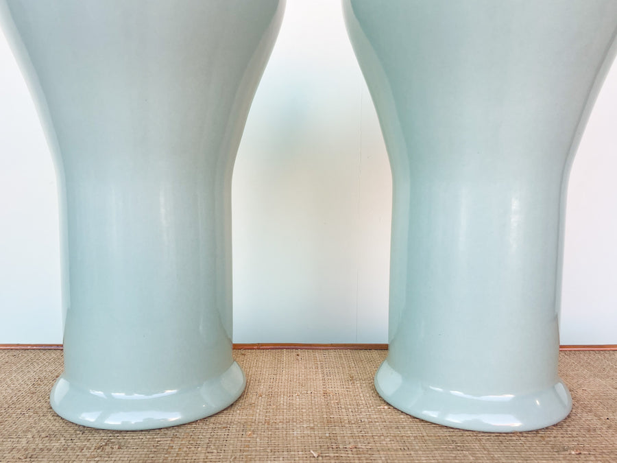 Pair of Seafoam Ceramic Lamps