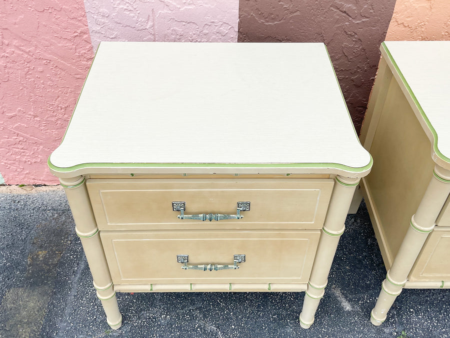 Pair of Faux Bamboo Nightstands