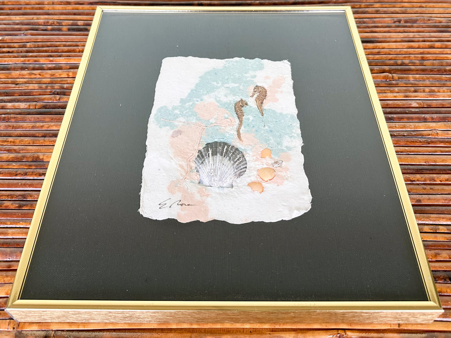 Pair of Linen and Shell Original Art