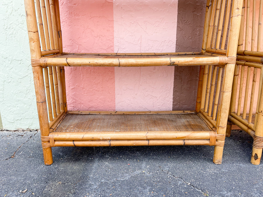 Pair of Island Style Rattan Etageres