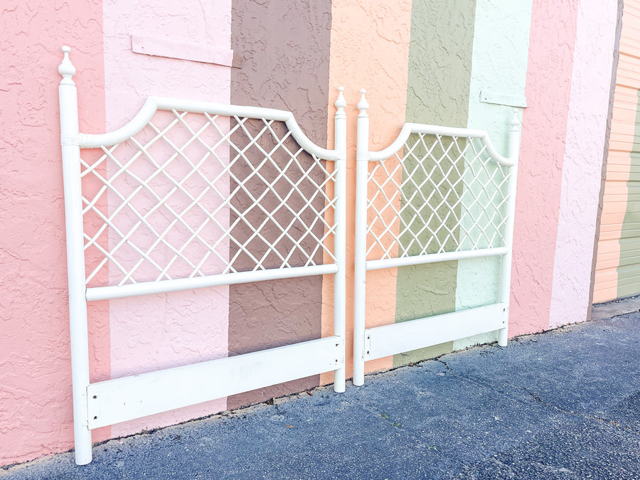 Pair of Ficks Reed Lattice Twin Headboards