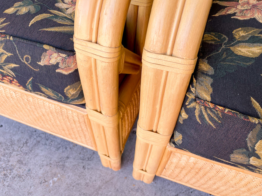 Pair of Rattan Palm Lounge Chairs