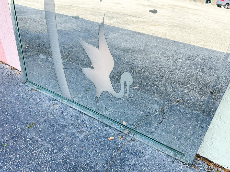 Large Heron and Palm Mirror
