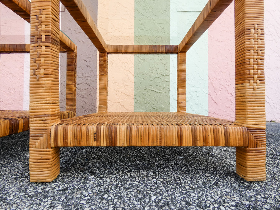 Pair of Rattan Wrapped Side Tables