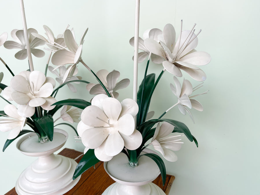 Pair of Floral Tole Lamps
