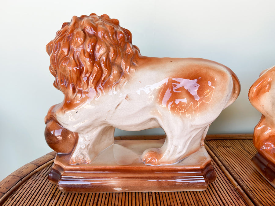 Pair of Fierce Lion Figurines