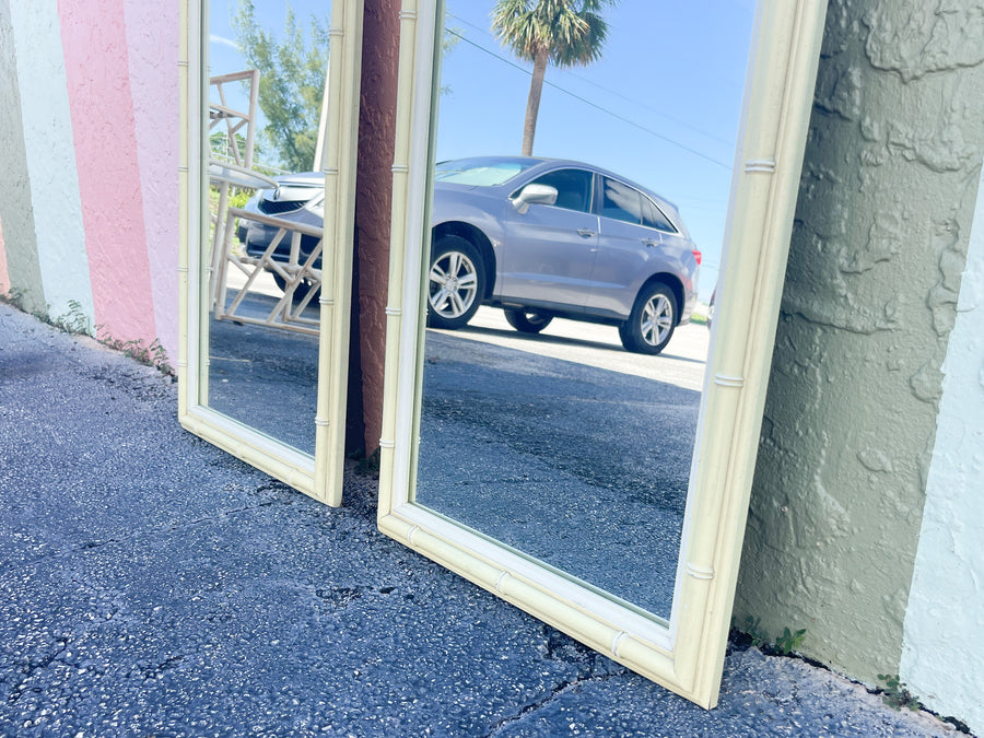Pair of Faux Bamboo Henry Link Mirrors