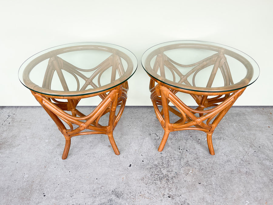Pair of Island Style Rattan Side Tables