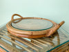 Round Rattan Tray with Glass