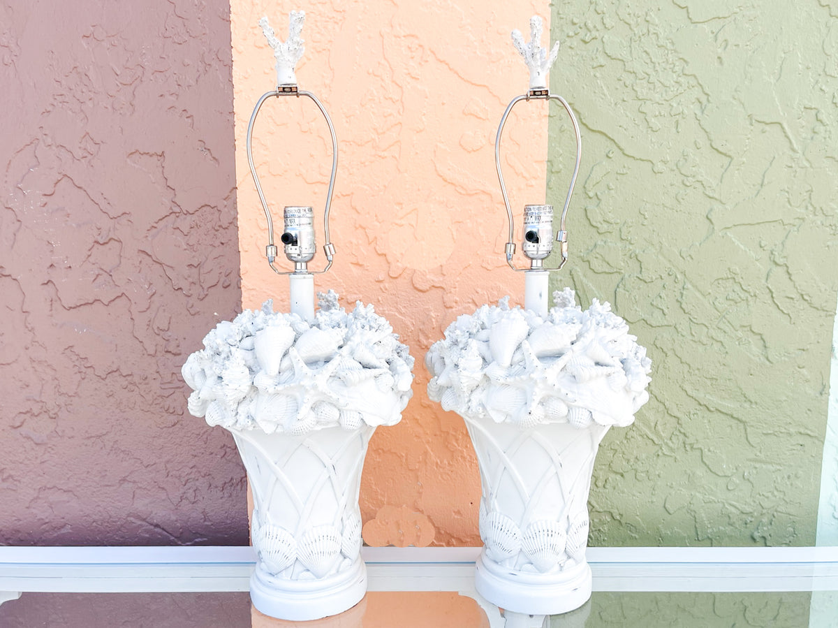 Pair of Coastal Chic Shell Lamps