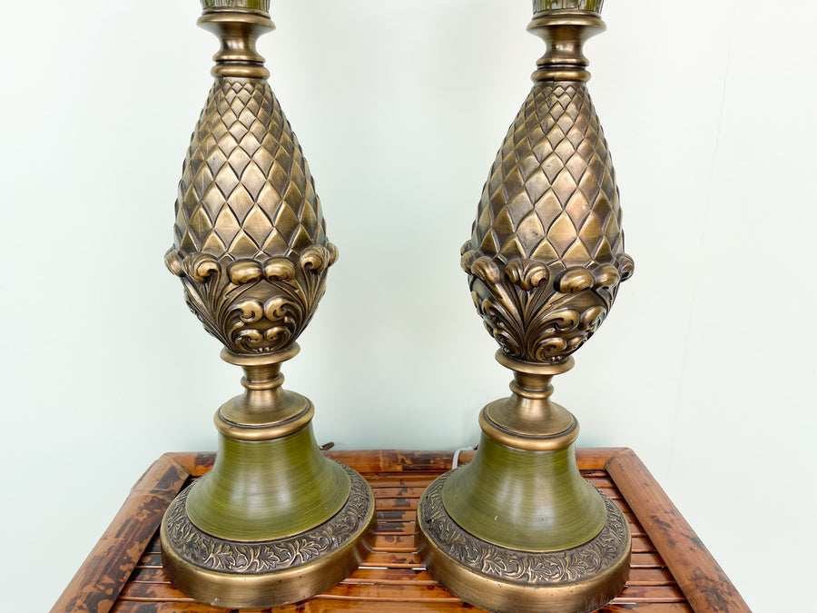 Pair of Tole Pineapple Lamps