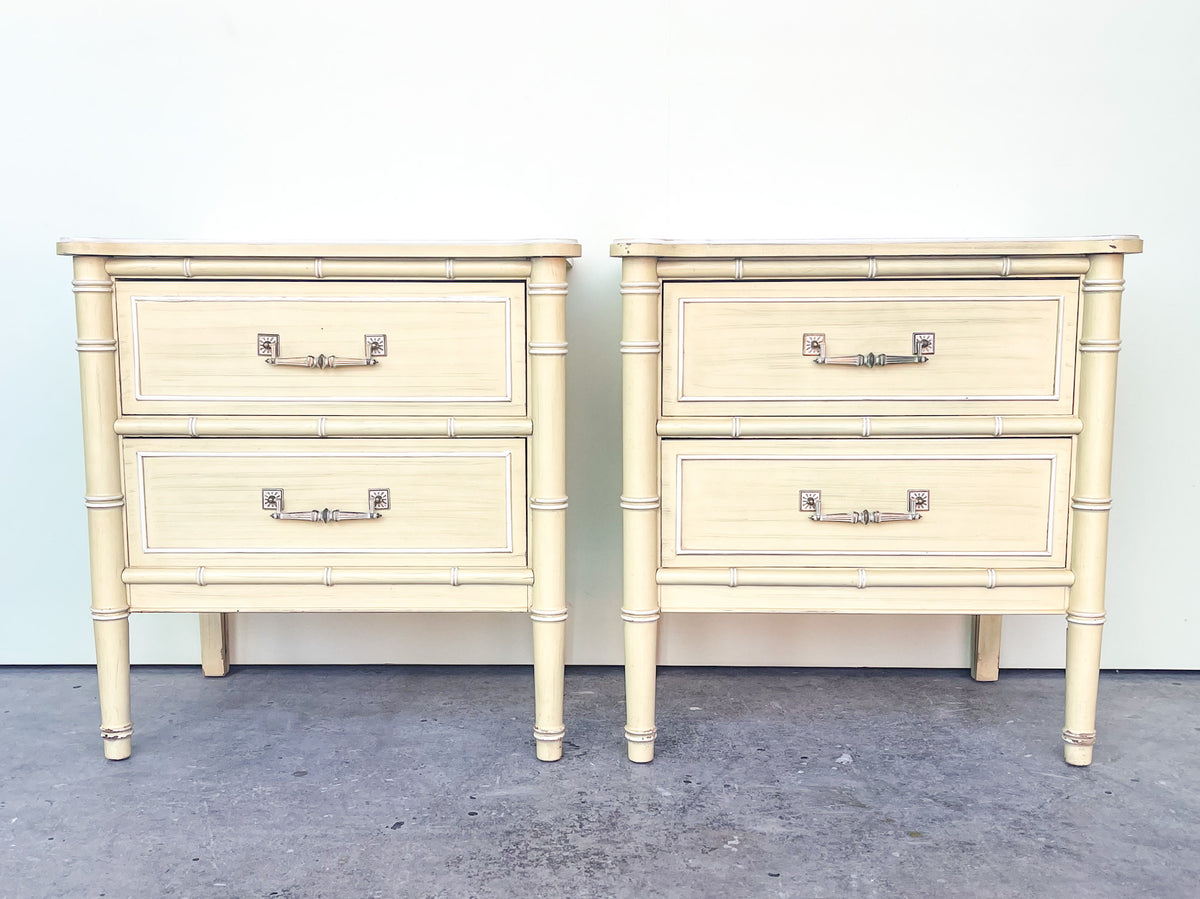 Pair of Faux Bamboo Henry Link Nightstands